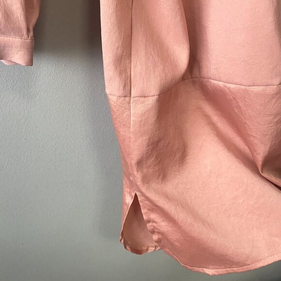 MarlaWynne Peach Bronze Toned Button Front Long Sleeve Tunic Shirt - Picture 11 of 13